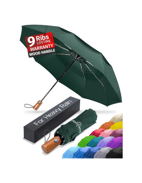 Sombrilla Plegable Automática Verde Oscuro a Prueba de Viento