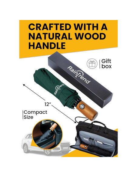 Sombrilla Plegable Automática Verde Oscuro a Prueba de Viento