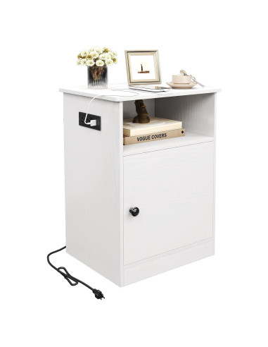 Mesa de Noche TC-HOMENY con Carga USB y Estante