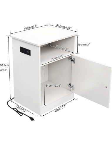 Mesa de Noche TC-HOMENY con Carga USB y Estante