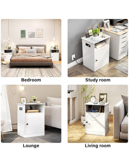 Mesa de Noche TC-HOMENY con Carga USB y Estante