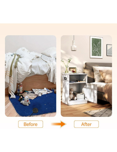 Mesa de Noche TC-HOMENY con Carga USB y Estante