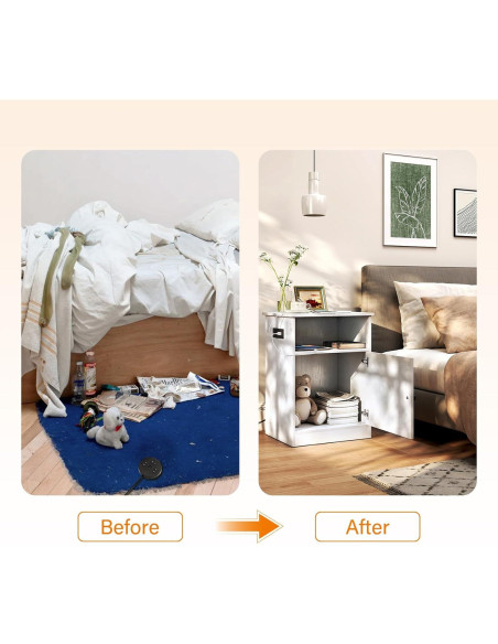 Mesa de Noche TC-HOMENY con Carga USB y Estante