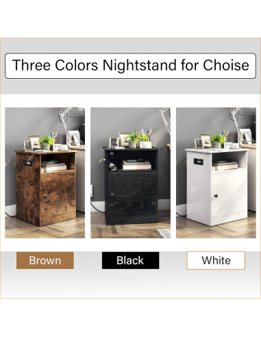 Mesa de Noche TC-HOMENY con Carga USB y Estante