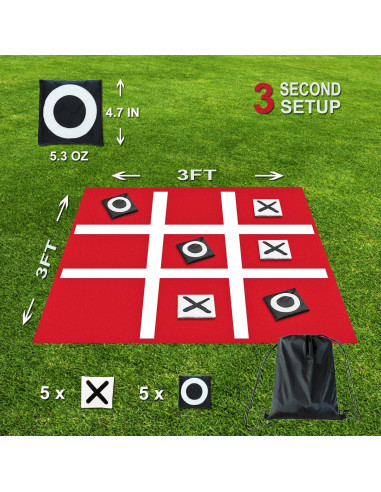 Juego Gigante Tic Tac Toe PJDRLLC 91 cm para Camping y Fiesta