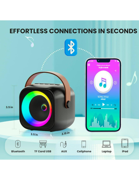 Mini Máquina de Karaoke BEILIHART con 2 Micrófonos Inalámbricos