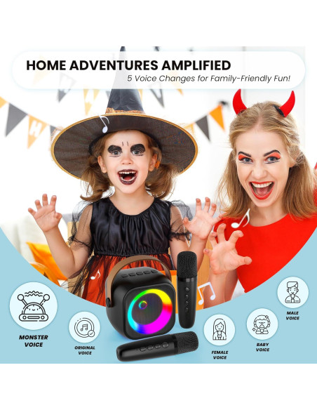 Mini Máquina de Karaoke BEILIHART con 2 Micrófonos Inalámbricos