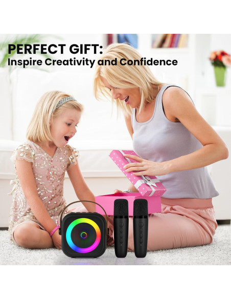 Mini Máquina de Karaoke BEILIHART con 2 Micrófonos Inalámbricos