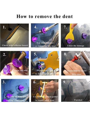 Kit de Reparación de Abolladuras Sin Pintura GLISTON 89 Piezas