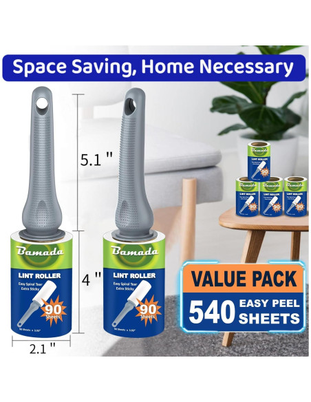 Rodillo Adhesivo Bamada para Pelos de Mascota 540 Hojas