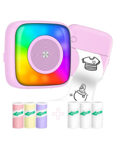 Impresora Mini de Etiquetas Lebt MX10 Rosa, 6 Rollos, Térmica