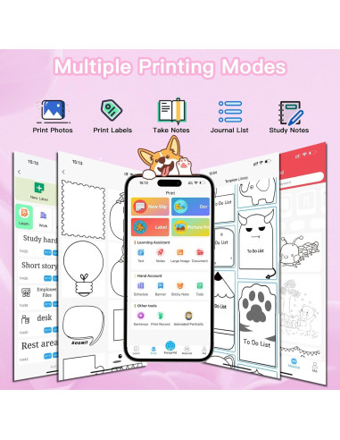 Impresora Mini de Etiquetas Lebt MX10 Rosa, 6 Rollos, Térmica