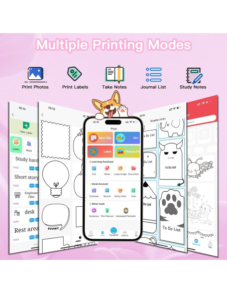 Impresora Mini de Etiquetas Lebt MX10 Rosa, 6 Rollos, Térmica