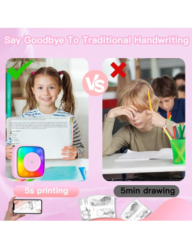 Impresora Mini de Etiquetas Lebt MX10 Rosa, 6 Rollos, Térmica