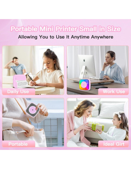 Impresora Mini de Etiquetas Lebt MX10 Rosa, 6 Rollos, Térmica