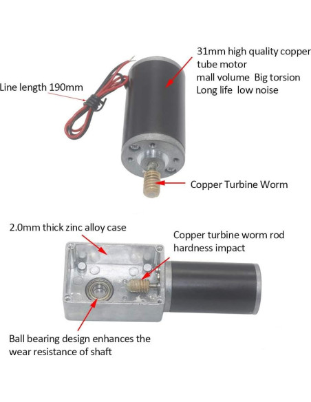 Motor de Engranaje Reversible 24V Estink 500RPM con Eje 8mm