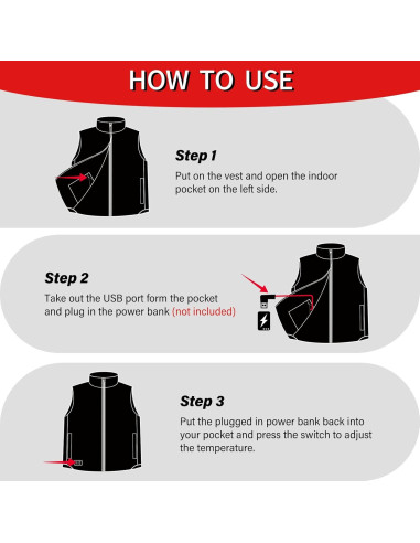 Chaleco Térmico MRAWARM S-DOWN-VEST-US 90% Plumón 6 Zonas