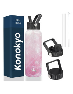 Botella de Agua Aislada Konokyo 1.18L Acero Inoxidable Mármol