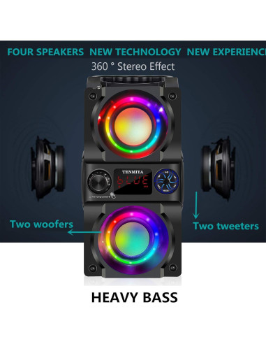 Altavoz Bluetooth A30 40W Portátil con Luces LED y Radio FM