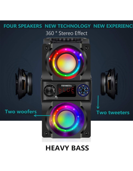 Altavoz Bluetooth A30 40W Portátil con Luces LED y Radio FM