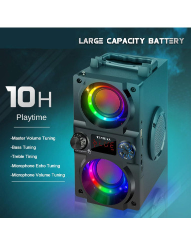 Altavoz Bluetooth A30 40W Portátil con Luces LED y Radio FM