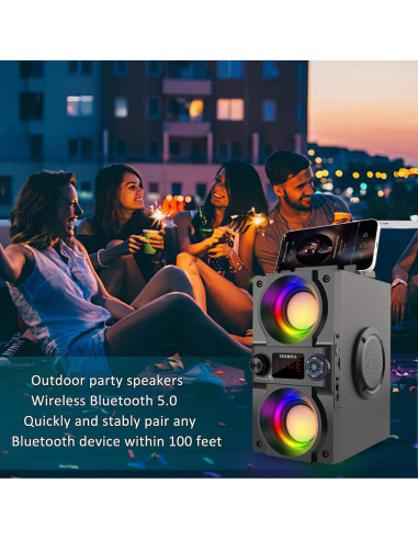 Altavoz Bluetooth A30 40W Portátil con Luces LED y Radio FM