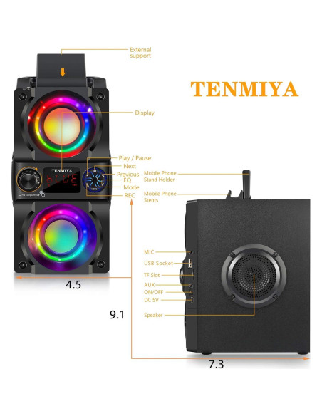 Altavoz Bluetooth A30 40W Portátil con Luces LED y Radio FM