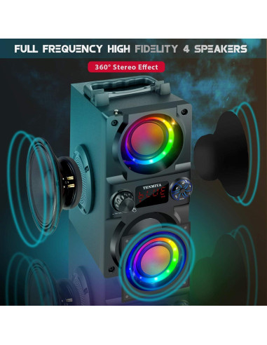 Altavoz Bluetooth A30 40W Portátil con Luces LED y Radio FM