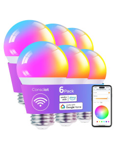 Bombillas Inteligentes Consciot RGBTW, 6 Bombillas LED WiFi