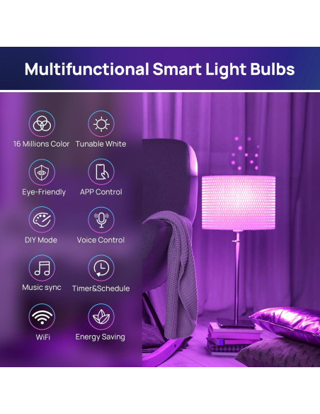 Bombillas Inteligentes Consciot RGBTW, 6 Bombillas LED WiFi