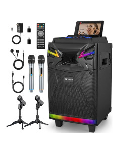 Máquina de Karaoke GEYGUY 10" Bluetooth 600W con 2 Micrófonos