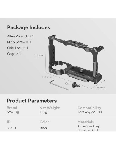 Jaula SMALLRIG 3531 para Sony ZV-E10 con liberación rápida
