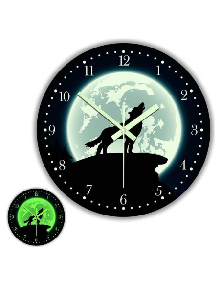 Reloj de Pared Lobo Brillante en la Oscuridad 30 cm The Geeky Days