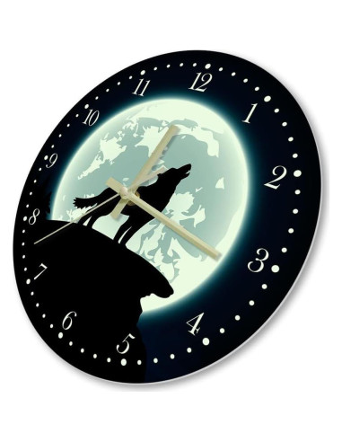 Reloj de Pared Lobo Brillante en la Oscuridad 30 cm The Geeky Days