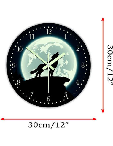 Reloj de Pared Lobo Brillante en la Oscuridad 30 cm The Geeky Days