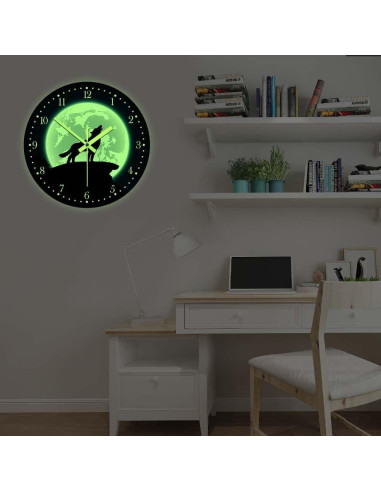 Reloj de Pared Lobo Brillante en la Oscuridad 30 cm The Geeky Days