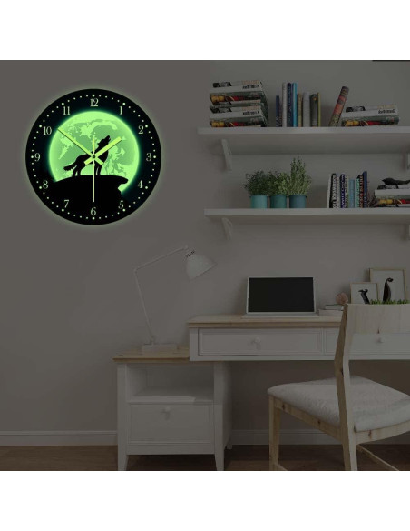 Reloj de Pared Lobo Brillante en la Oscuridad 30 cm The Geeky Days