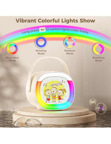 Mini Máquina de Karaoke HWWR D28-T con 2 Micrófonos y Luces