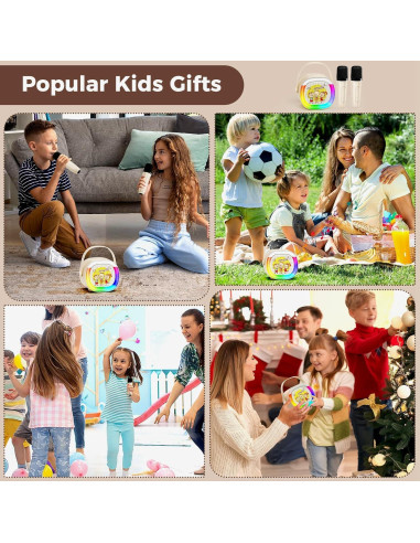 Mini Máquina de Karaoke HWWR D28-T con 2 Micrófonos y Luces