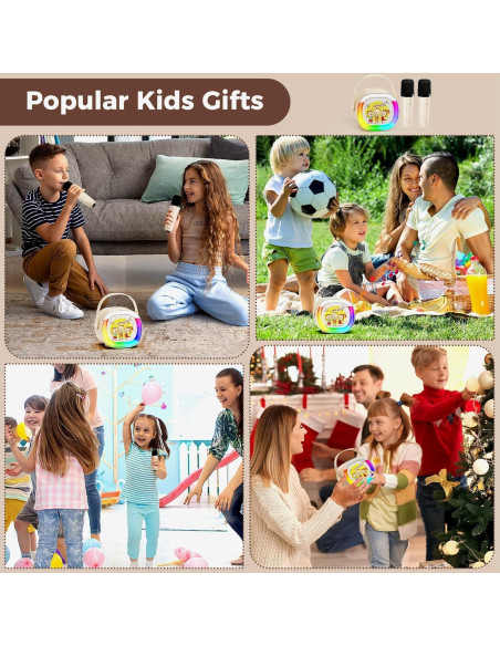 Mini Máquina de Karaoke HWWR D28-T con 2 Micrófonos y Luces