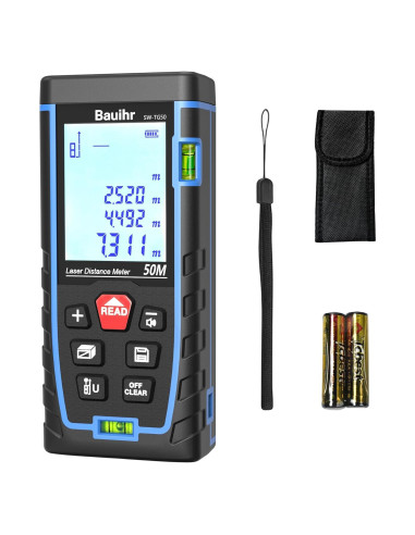 Medidor Láser Bauihr 50m con Pantalla Retroiluminada y Niveles