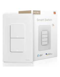 Interruptor Doble Inteligente MOES 2 Gang Wi-Fi 2.4GHz Blanco