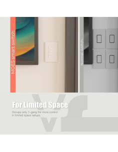 Interruptor Doble Inteligente MOES 2 Gang Wi-Fi 2.4GHz Blanco 2