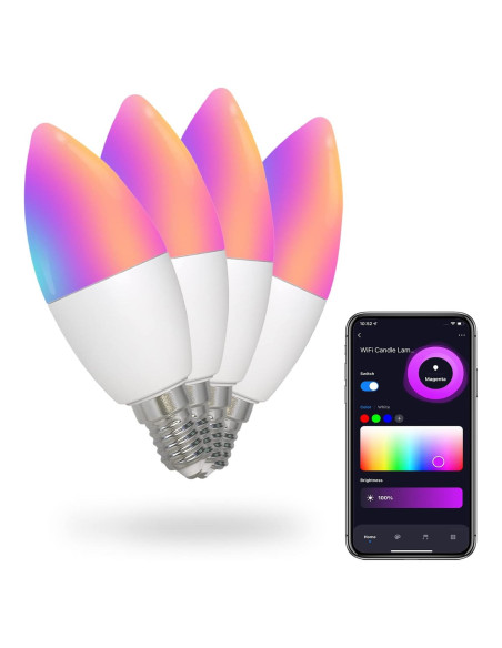 Bombillas LED Inteligentes MoesGo E12 4 Pzs RGB 5W 470lm