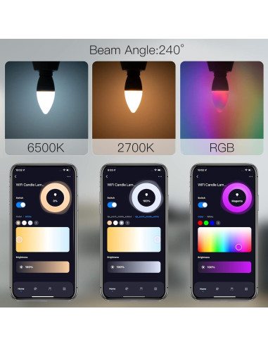 Bombillas LED Inteligentes MoesGo E12 4 Pzs RGB 5W 470lm