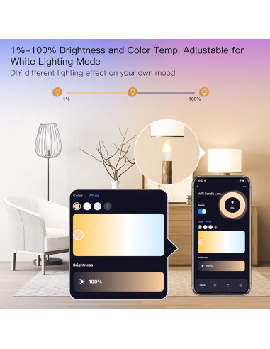 Bombillas LED Inteligentes MoesGo E12 4 Pzs RGB 5W 470lm