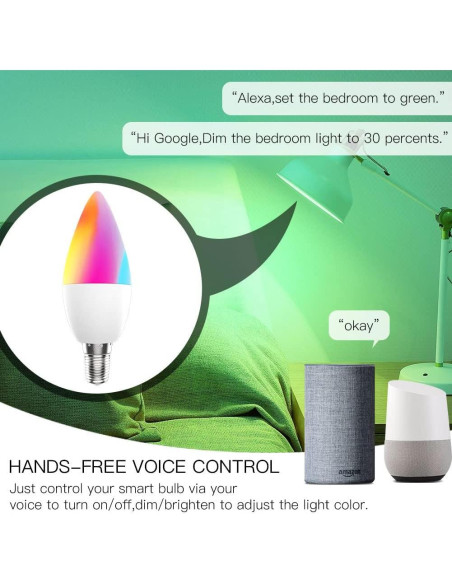 Bombillas LED Inteligentes MoesGo E12 4 Pzs RGB 5W 470lm