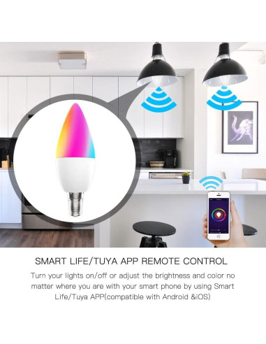 Bombillas LED Inteligentes MoesGo E12 4 Pzs RGB 5W 470lm