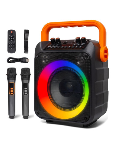 Máquina de Karaoke Mictysouc Portátil con 2 Micrófonos