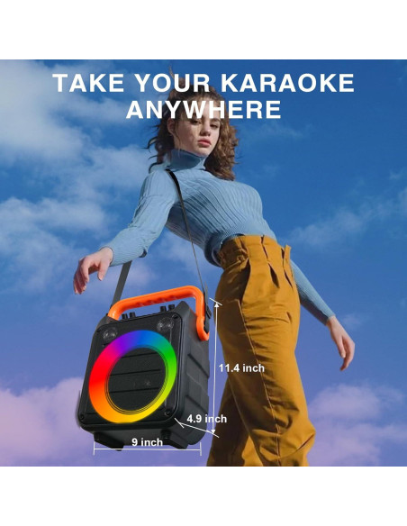 Máquina de Karaoke Mictysouc Portátil con 2 Micrófonos